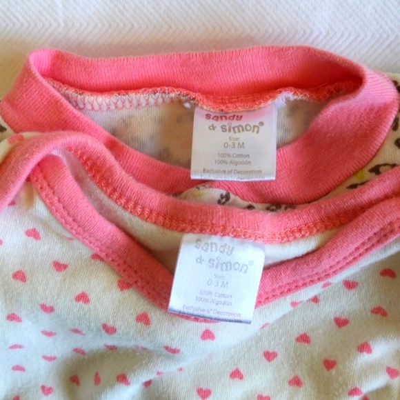 sandy & simon sleeper & bodysuit layering matching set 0-3 months baby girl - Picture 2 of 6
